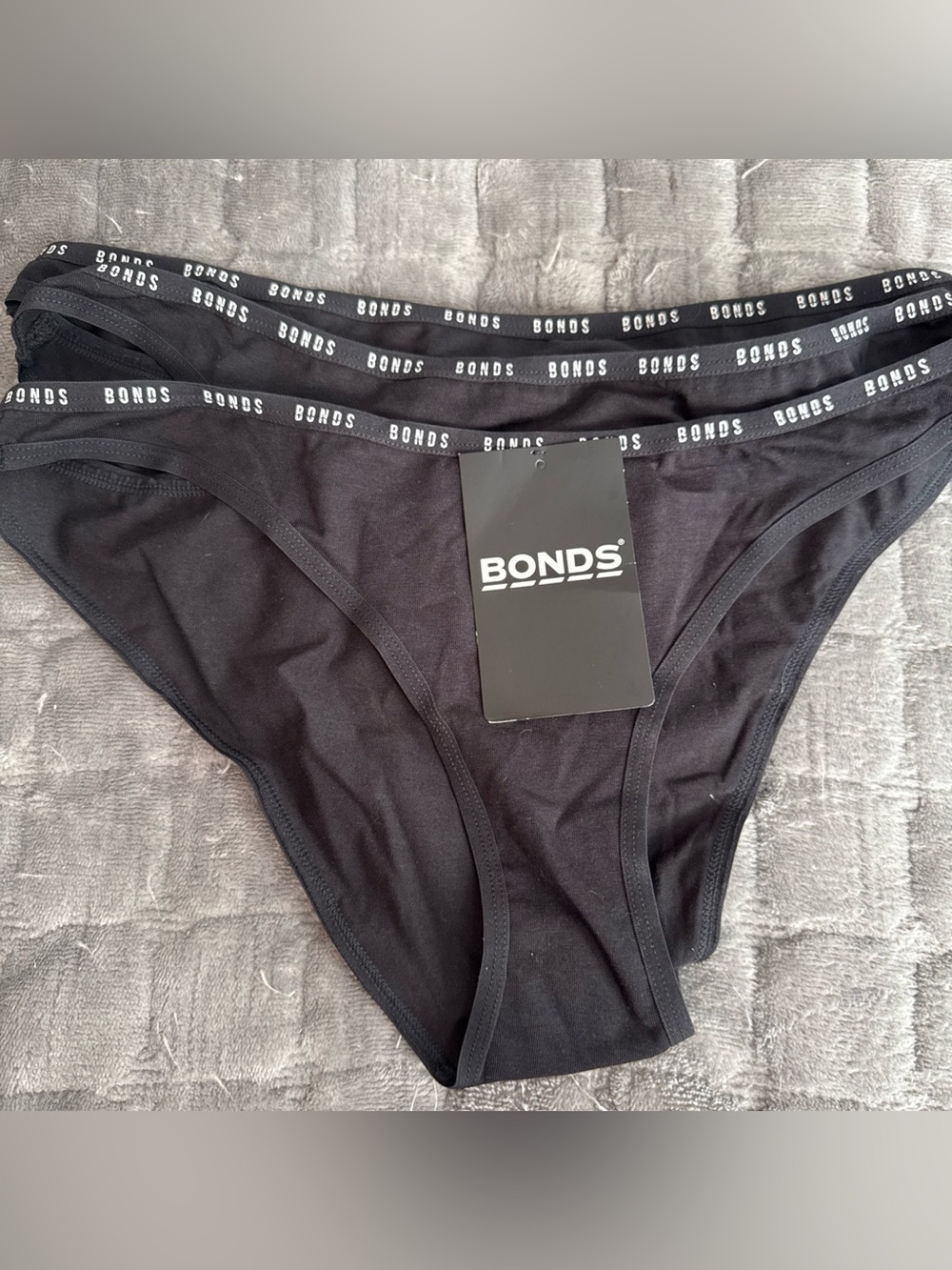 Bonds Women’s 3-Pack Cotton Bikinis Panties Underwear Black NWT Size Large